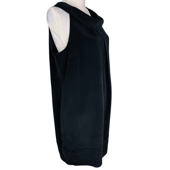Adrienne Vittadini Silk Dress 12 Black Sleeveless Drape Neck - Picture 10 of 12